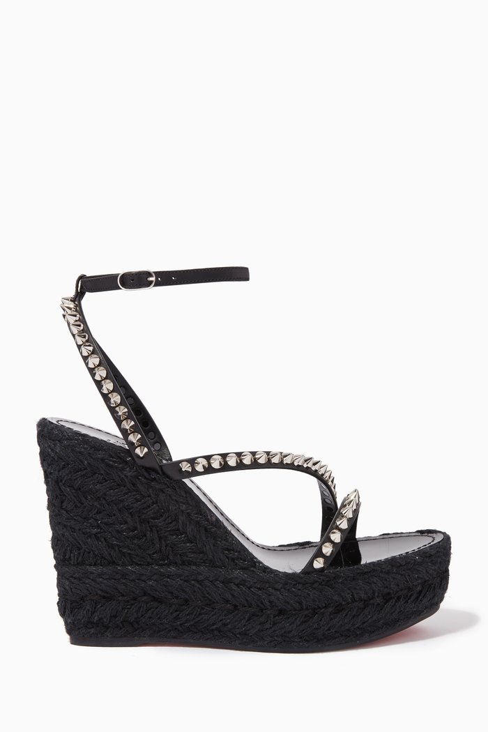 

Malfadina Zeppa 120mm Wedge Sandals in Calf Leather, Black