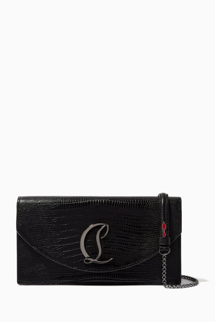 

Loubi54 Crossbody Clutch Bag in Lizard-embossed Leather, Black