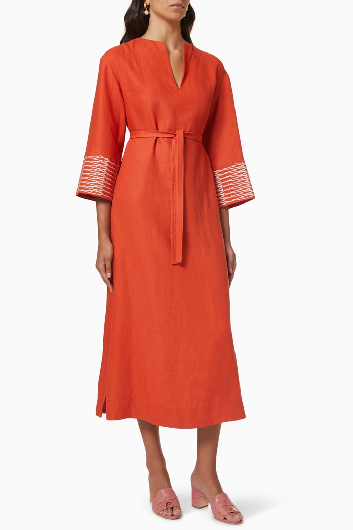 

Abito Leona Dress in Linen, Red