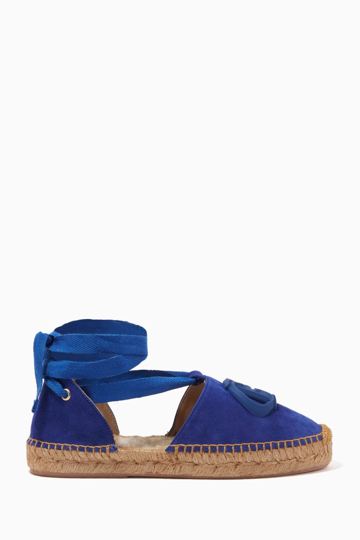 

GB Monogram Espadrilles in Suede, Blue