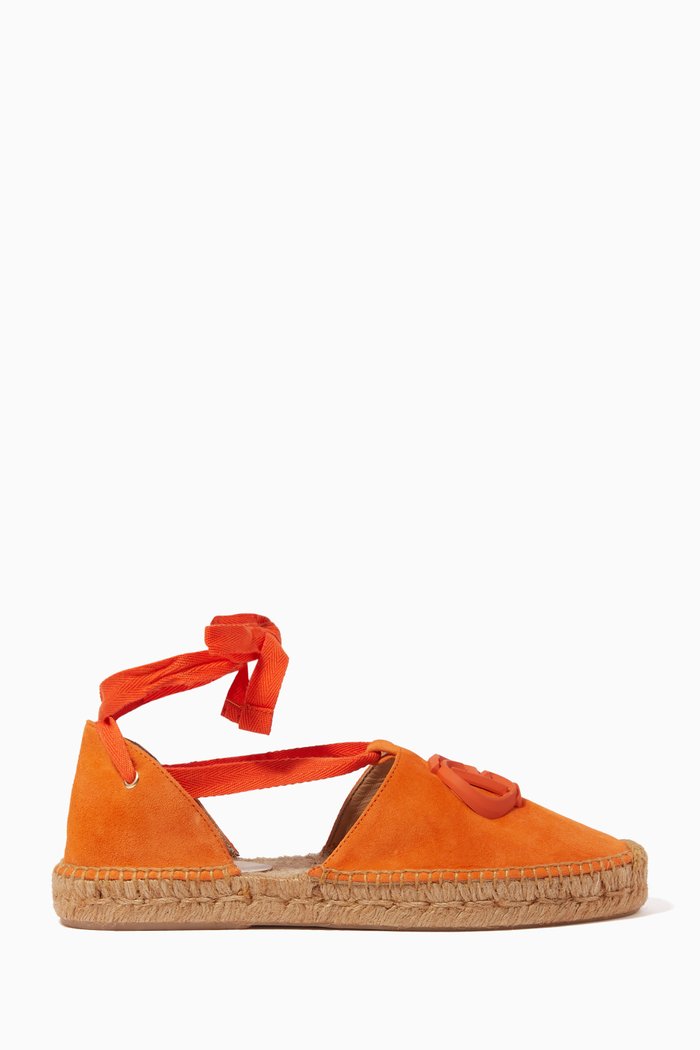 

GB Monogram Espadrilles in Suede, Orange