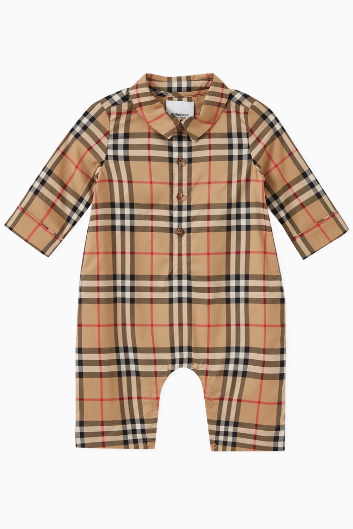 

Vintage Check Playsuit in Cotton Twill, Neutral