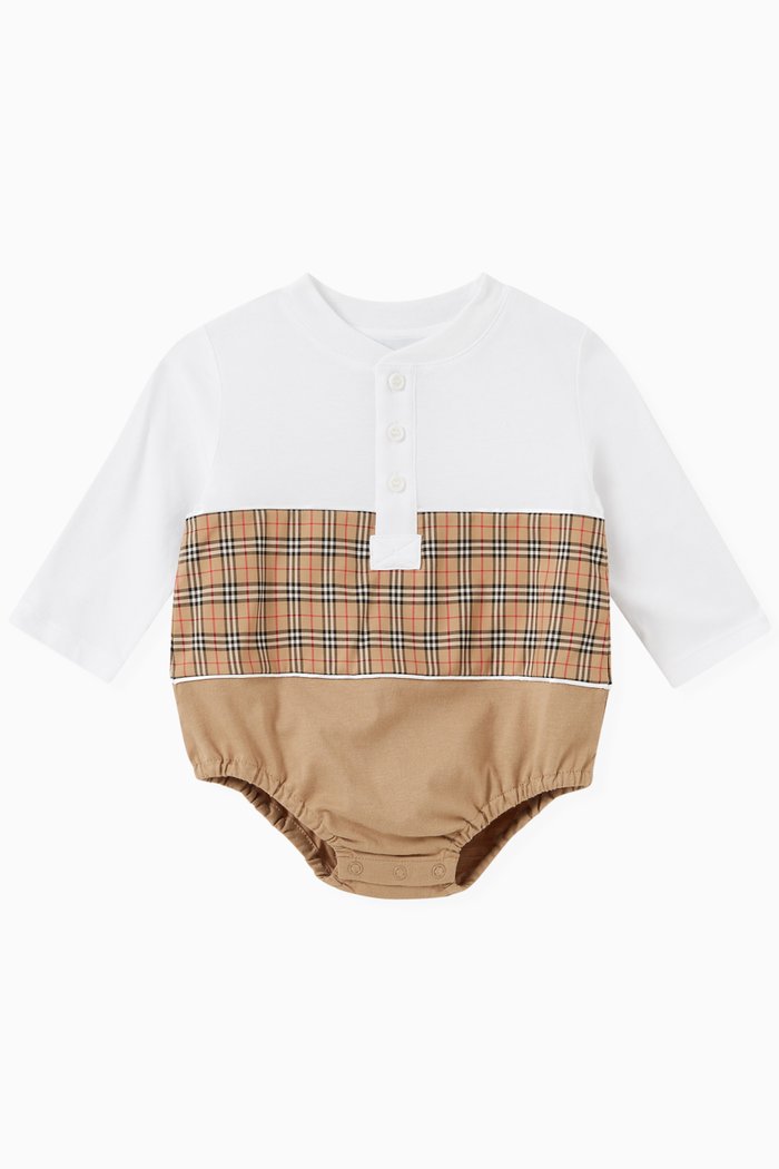 

Archive Check Bodysuit in Cotton, White
