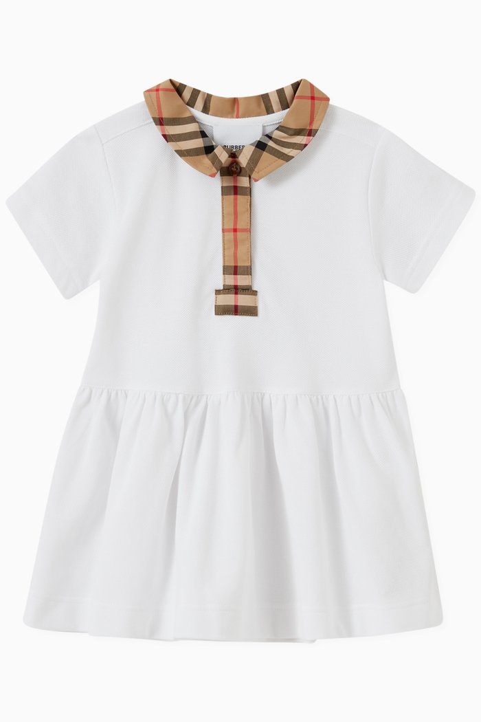 

Tavi Check Trim Dress, White