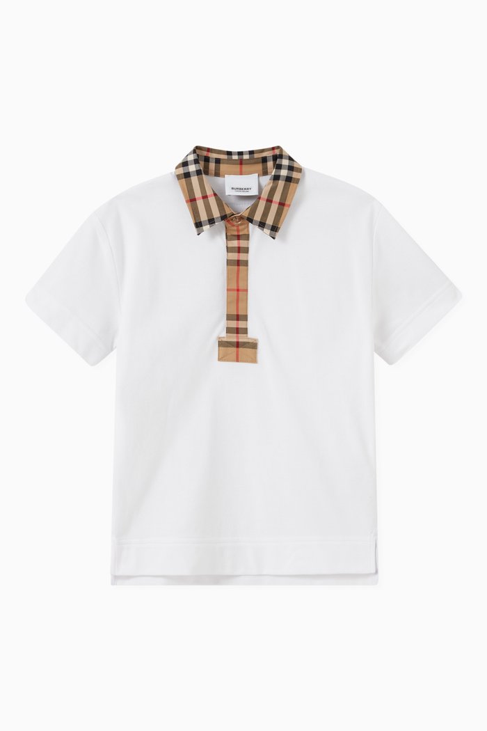 

Contrast Collar Polo Shirt in Cotton, White
