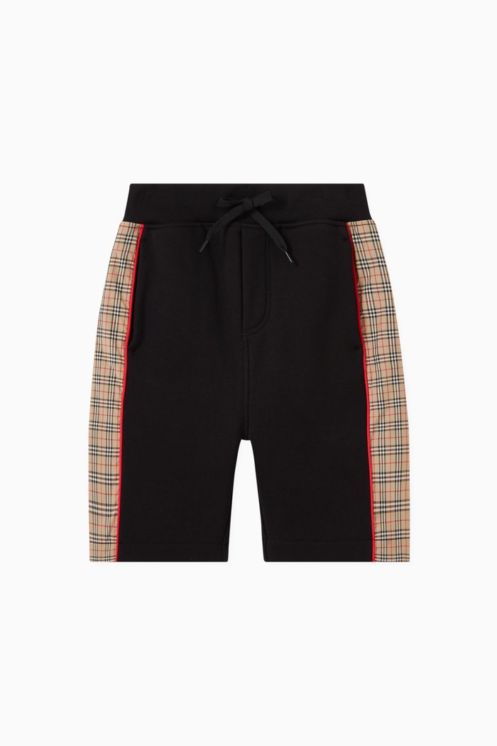 Jonah Check Print Shorts in Cotton, Black