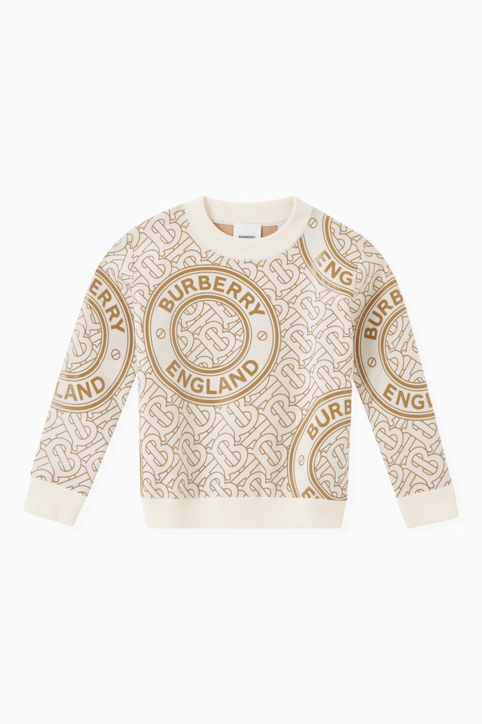 

Logo Print Sweater in Wool Blend, Neutral