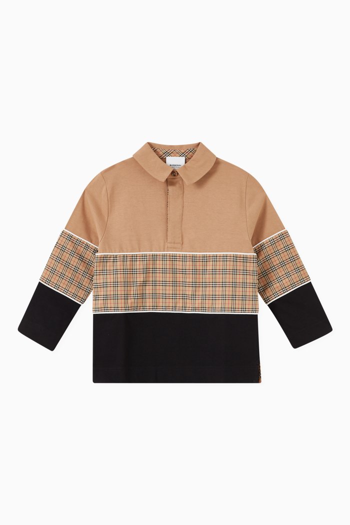 

Gerry Check Print Polo Shirt in Cotton, Neutral