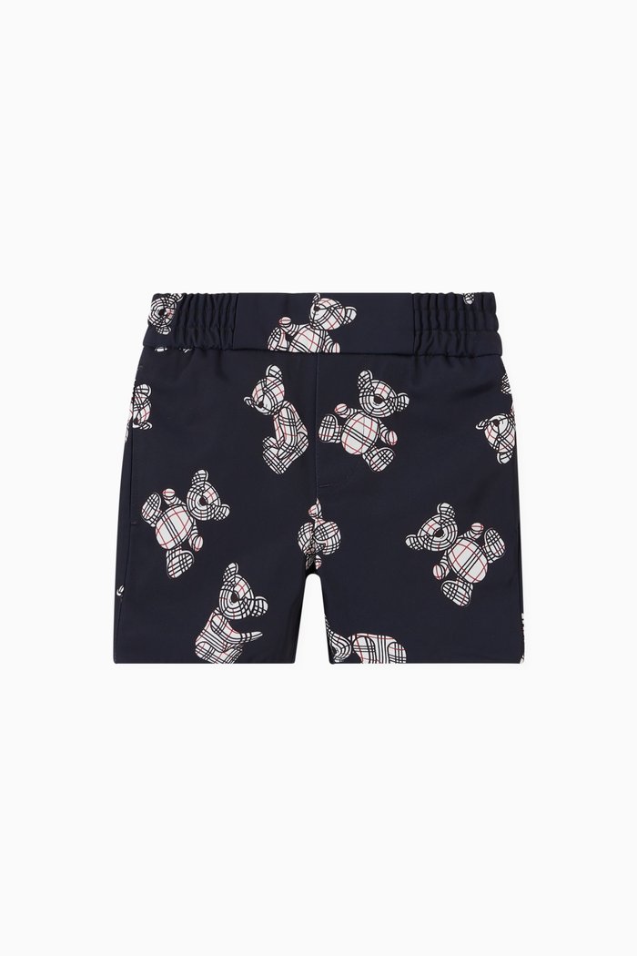 

Leonard Bear Print Shorts in Cotton, Blue