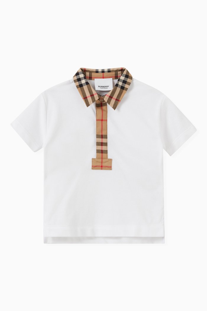 

Contrast Collar Polo Shirt in Cotton, White
