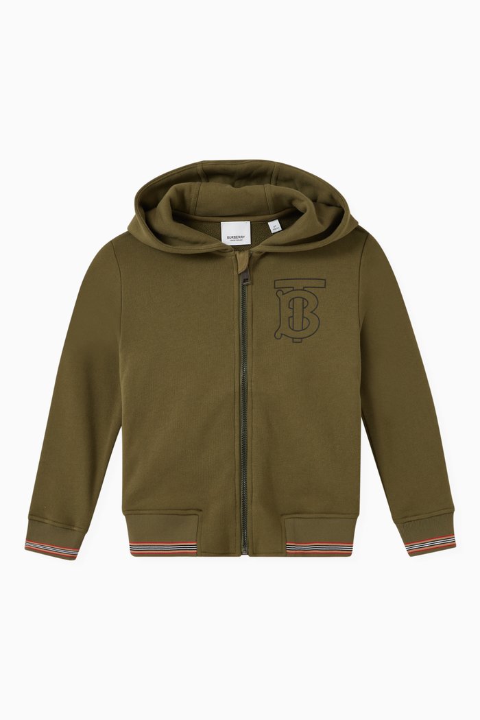 

Logo Print Hoodie in Cotton, Green