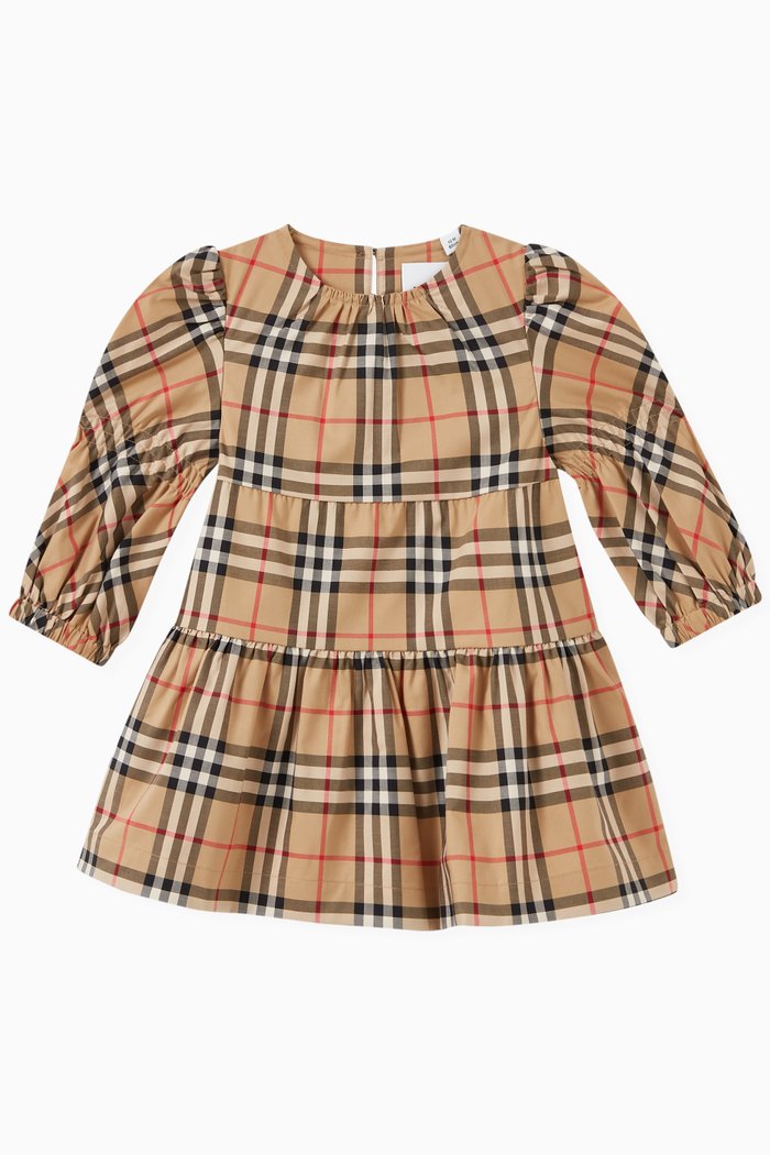 

Shirley Check Dress in Cotton, Neutral