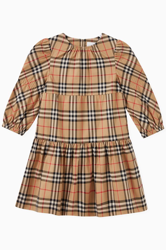 

Shirley Check Dress in Cotton, Neutral