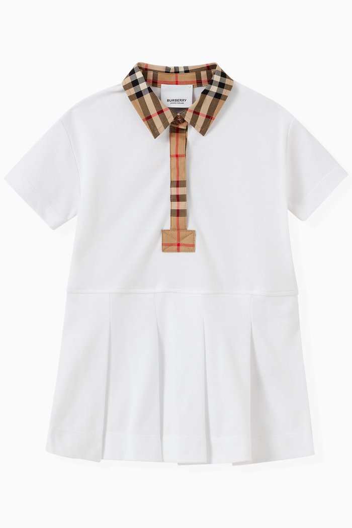 

Contrast Collar Polo Shirt Dress in Cotton, White