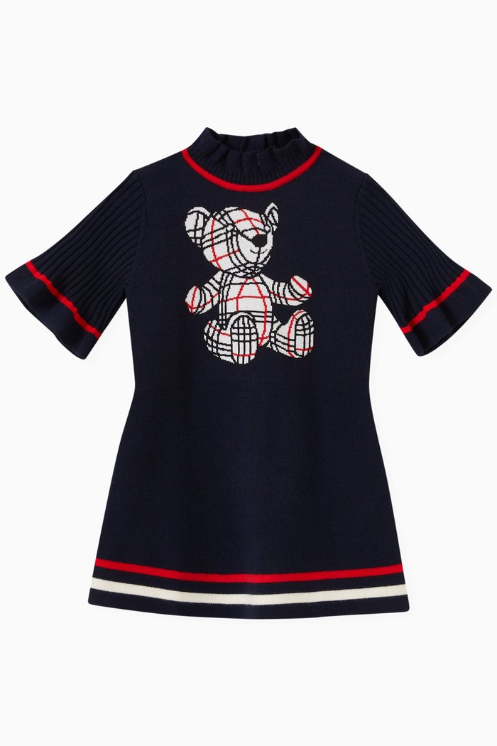 Avrile Bear Dress in Wool, Blue