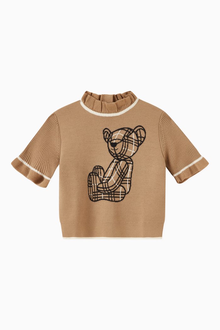 

Ruffle Detail Top in Wool Knit, Neutral
