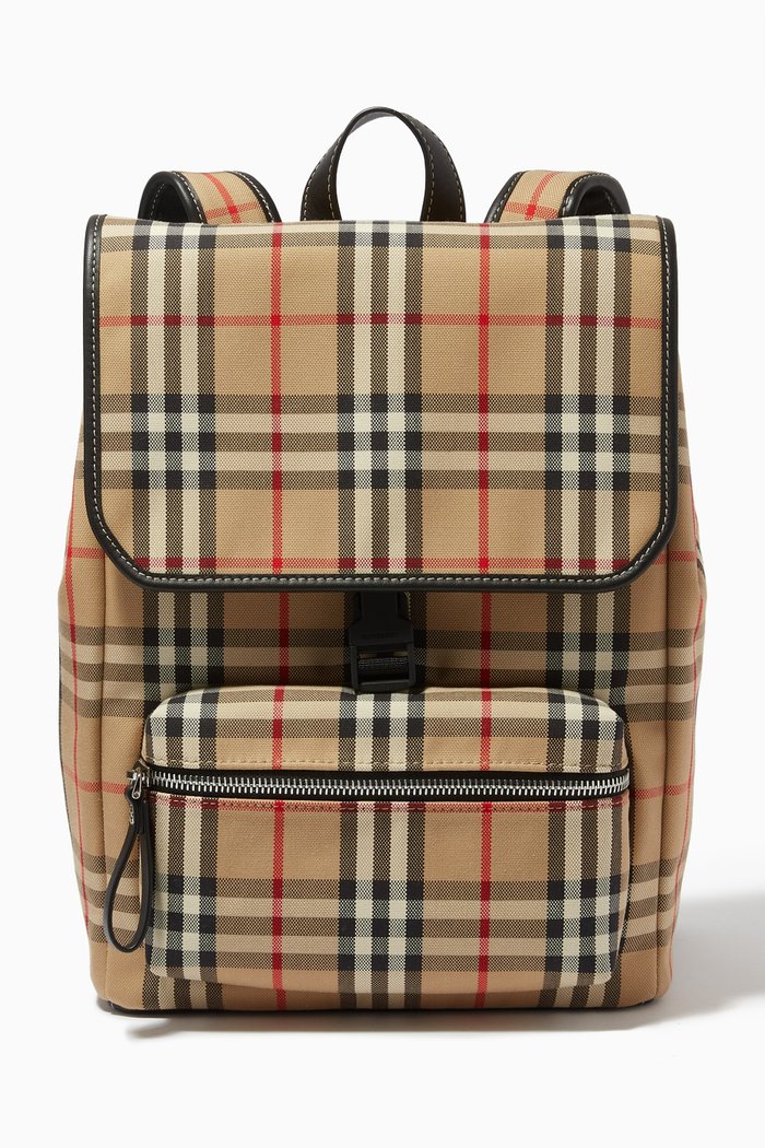 

Check Print Backpack in Cotton, Neutral