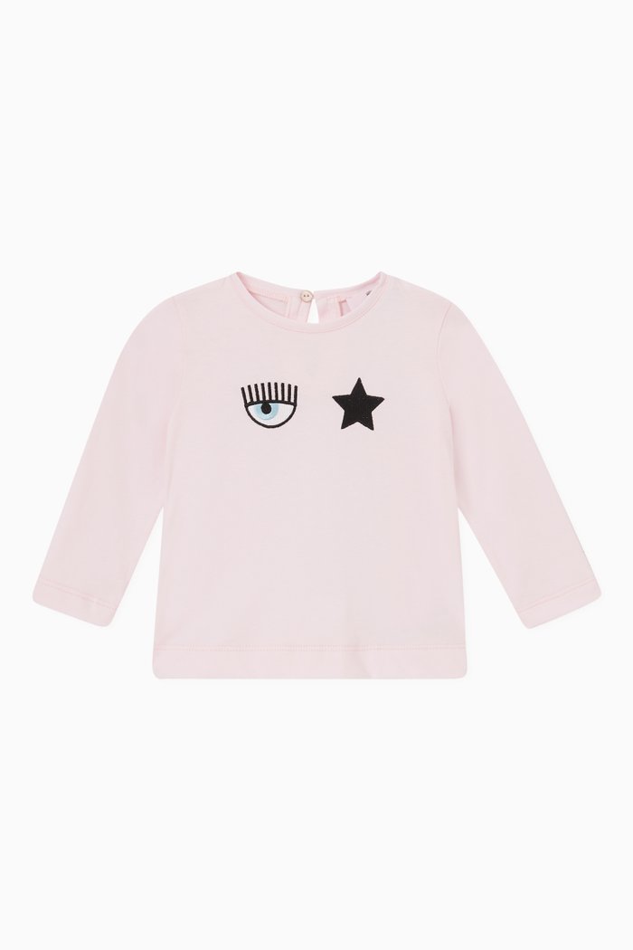 

Eyestar Embroidered T-shirt in Cotton, Pink