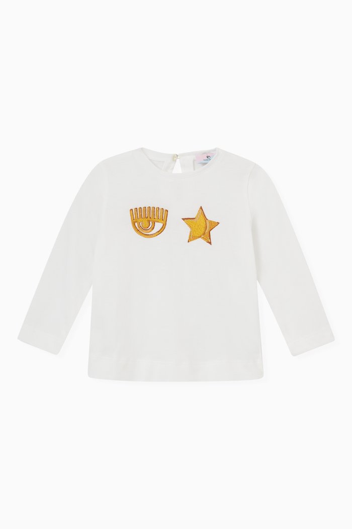 

Contrast Glitter Eyestar T-shirt in Cotton, Neutral