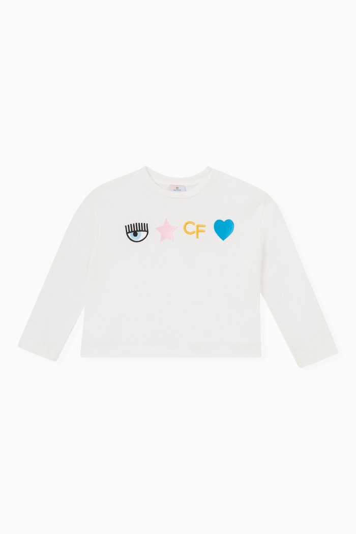

Embroidered Rainbow Logo T-shirt in Cotton, Neutral