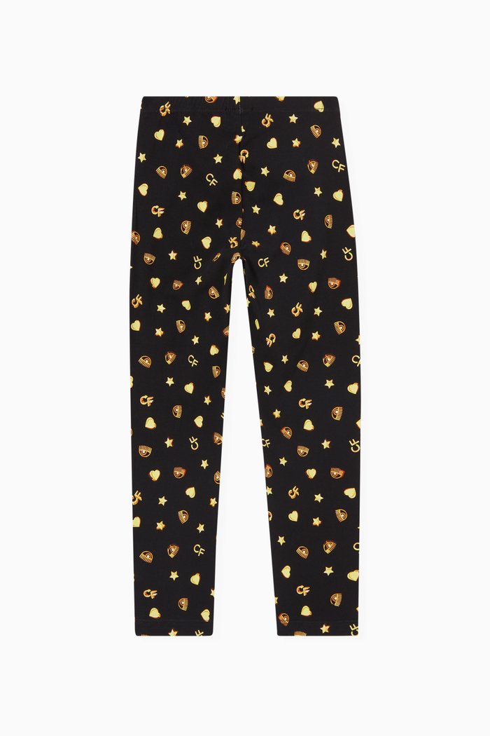 

Printed Leggings in Cotton, Black