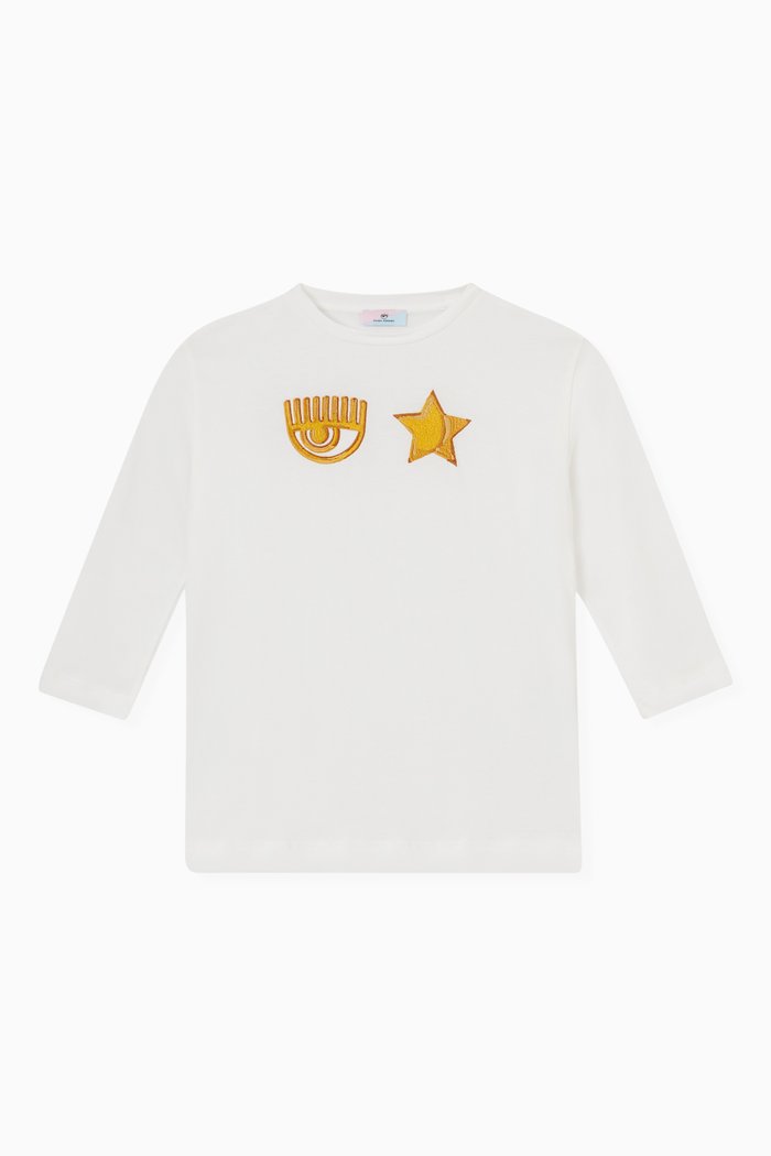 Contrast Glitter Eyestar T-shirt in Jersey, Neutral