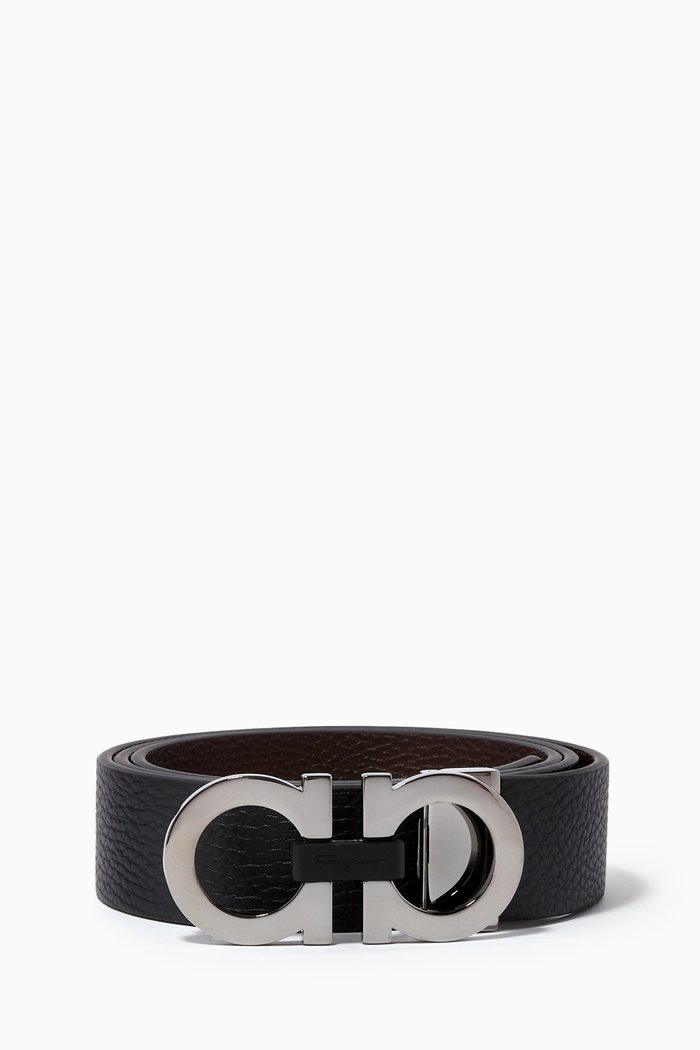 

Gancini Reversible Belt in Grain Leather, Multicolour
