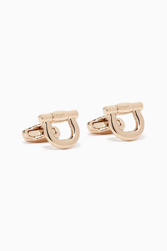 Gancini Cufflinks in Brass, Yellow