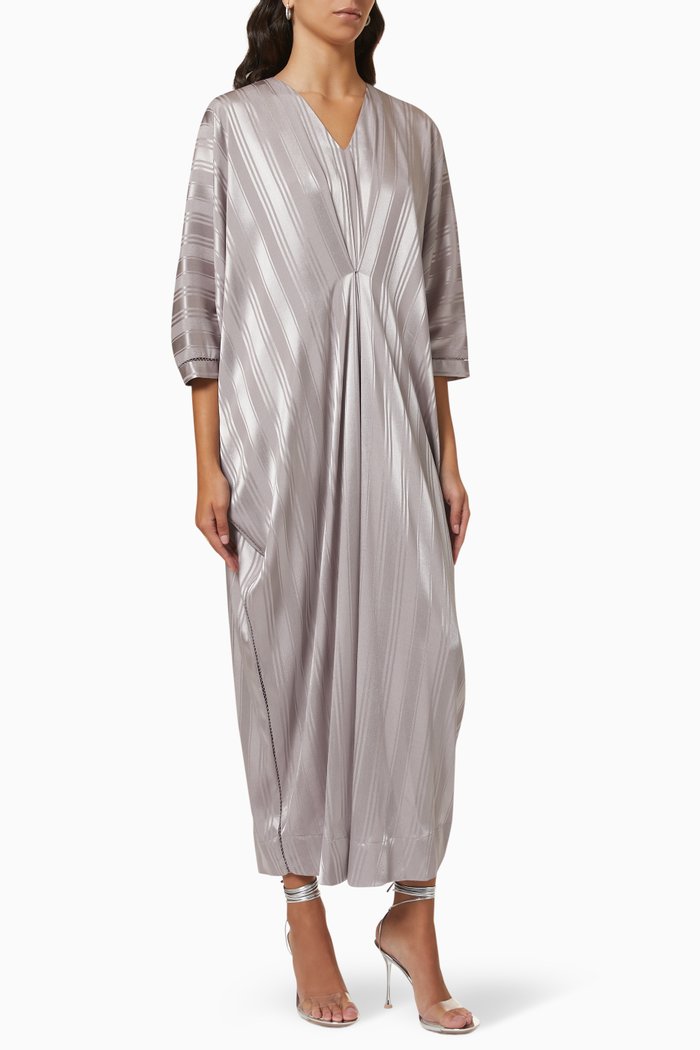 

Stripe Kaftan in Satin, Neutral