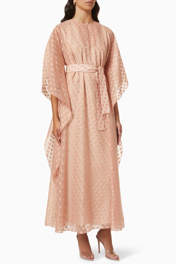Belted Polka Dot Kaftan, Orange