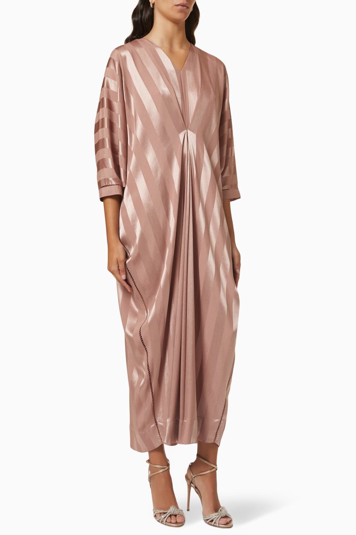 

Stripe Kaftan in Satin, Brown