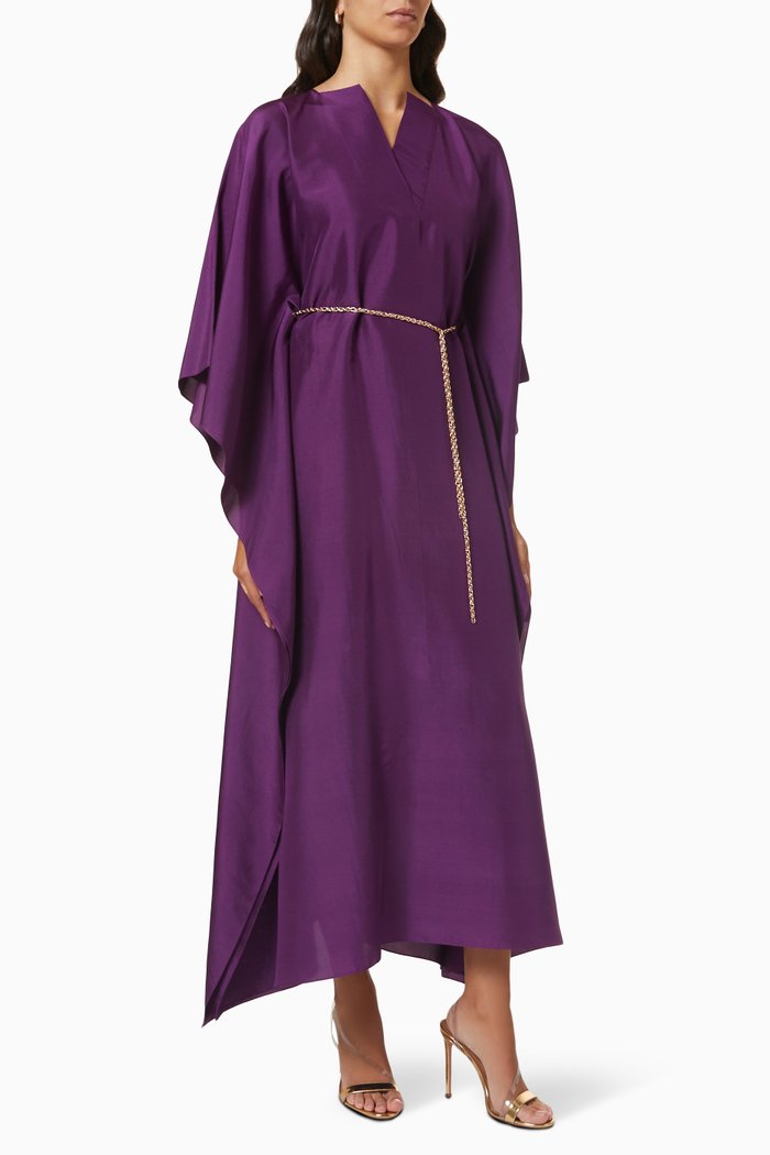 

Belted Kaftan in Silk, Purple
