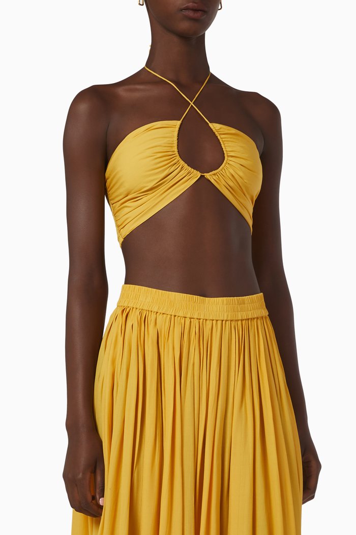 

Cut Out Crop Top in Sustainable Cotton, Yellow