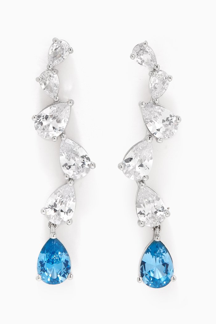 

Pear Drop Cascade Crawler Earrings, Blue