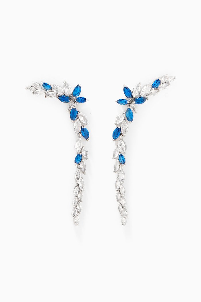 

Marquise Linear Crawler Earrings, Blue