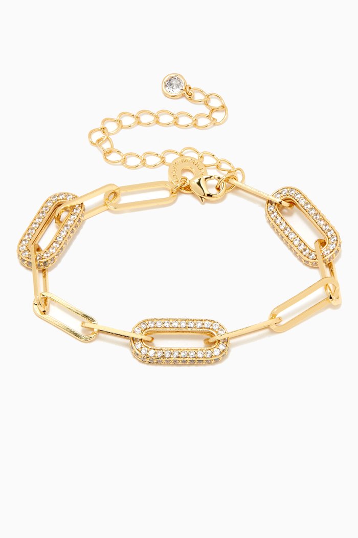 

Triple Pave CZ Oval Chain Link Bracelet, Gold