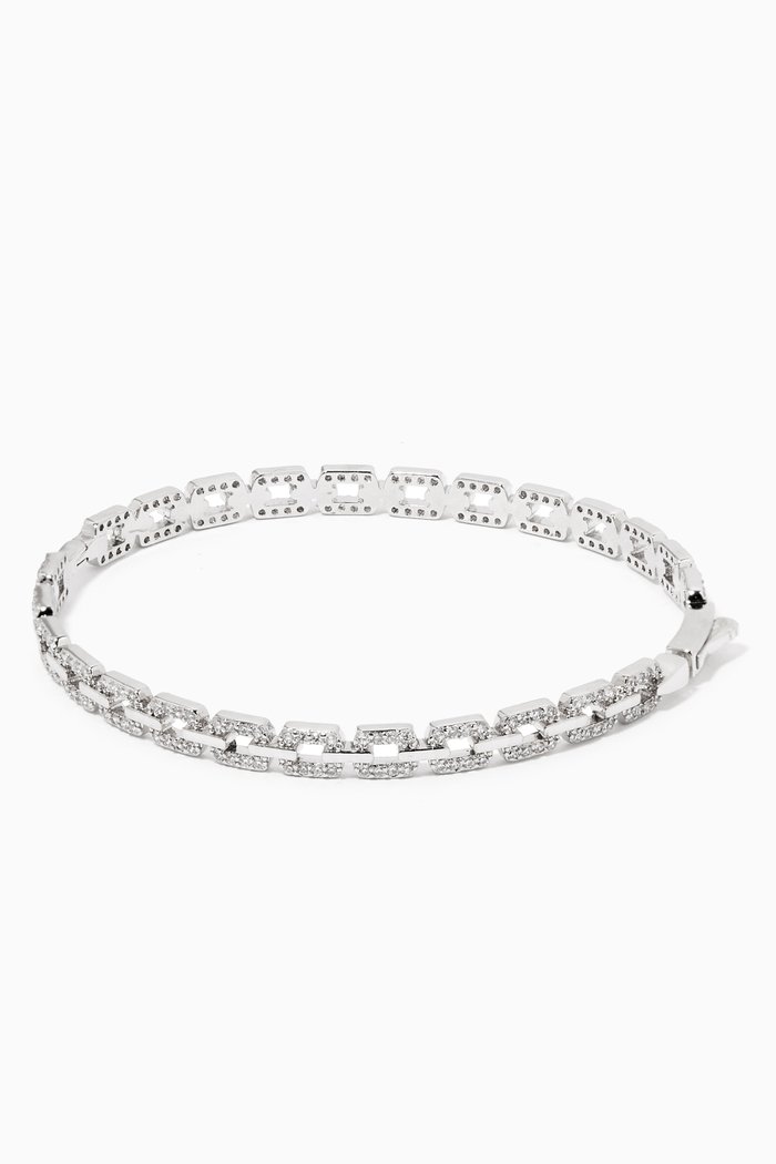 

Round CZ Link Bracelet, Silver