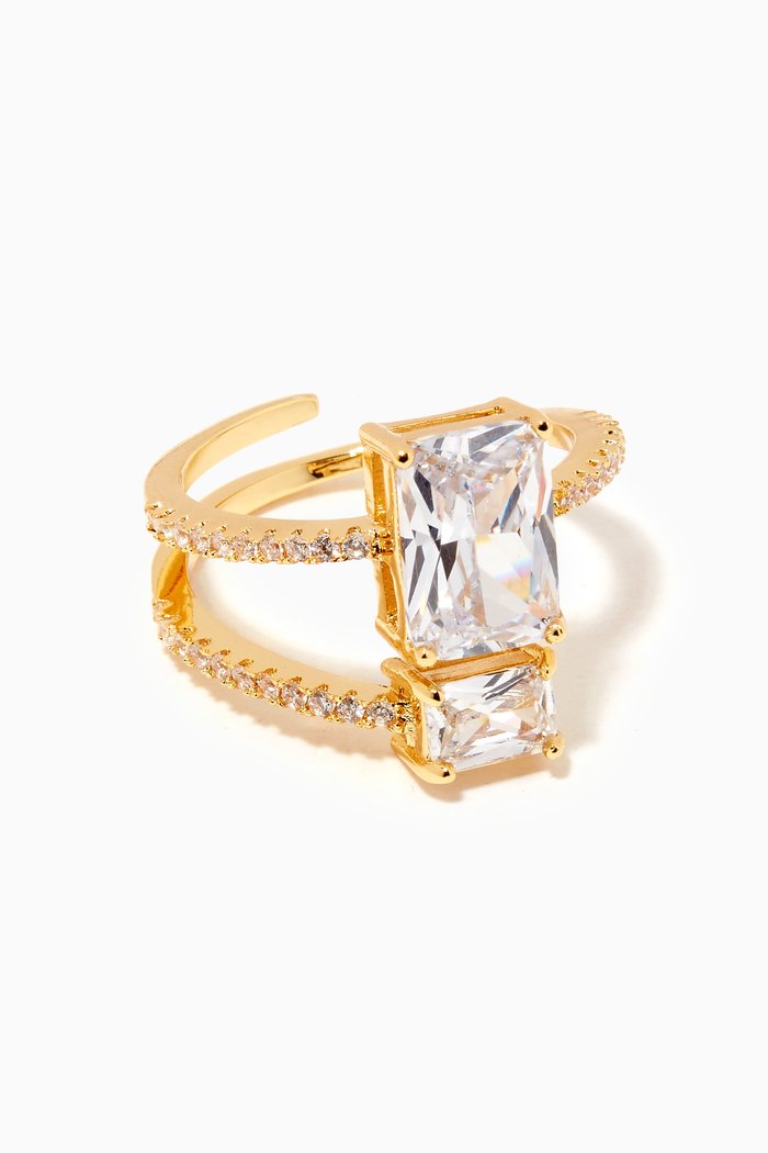 

Emerald Pave CZ Open Ring, Gold