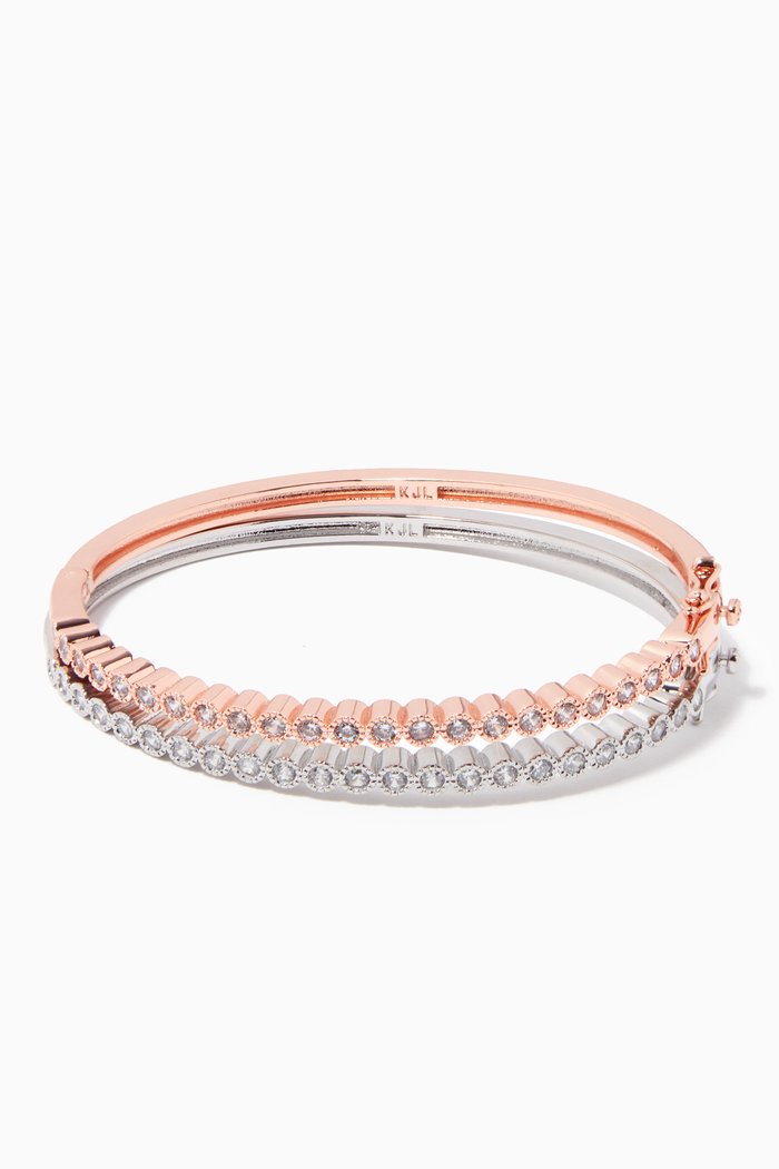 

Round Bezel Bangle, Set of 2, Multicolour