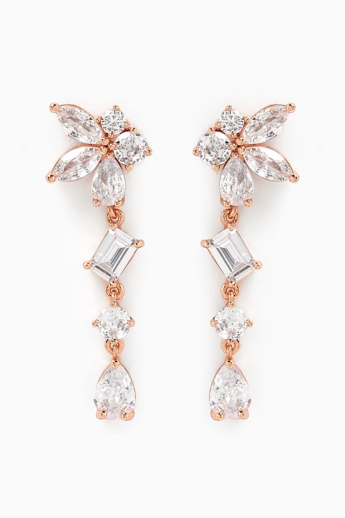 

Cluster CZ Drop Earrings in Rose Gold-plated Brass