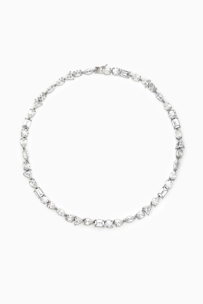 

Multi Shape Tennis Necklace, Silver
