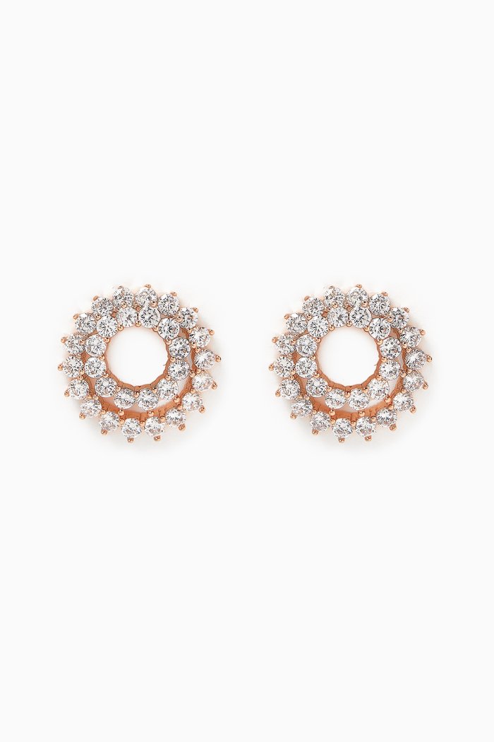 

Round 3-prong CZ Circle Earrings in Rhodium-plated Brass, Rose gold