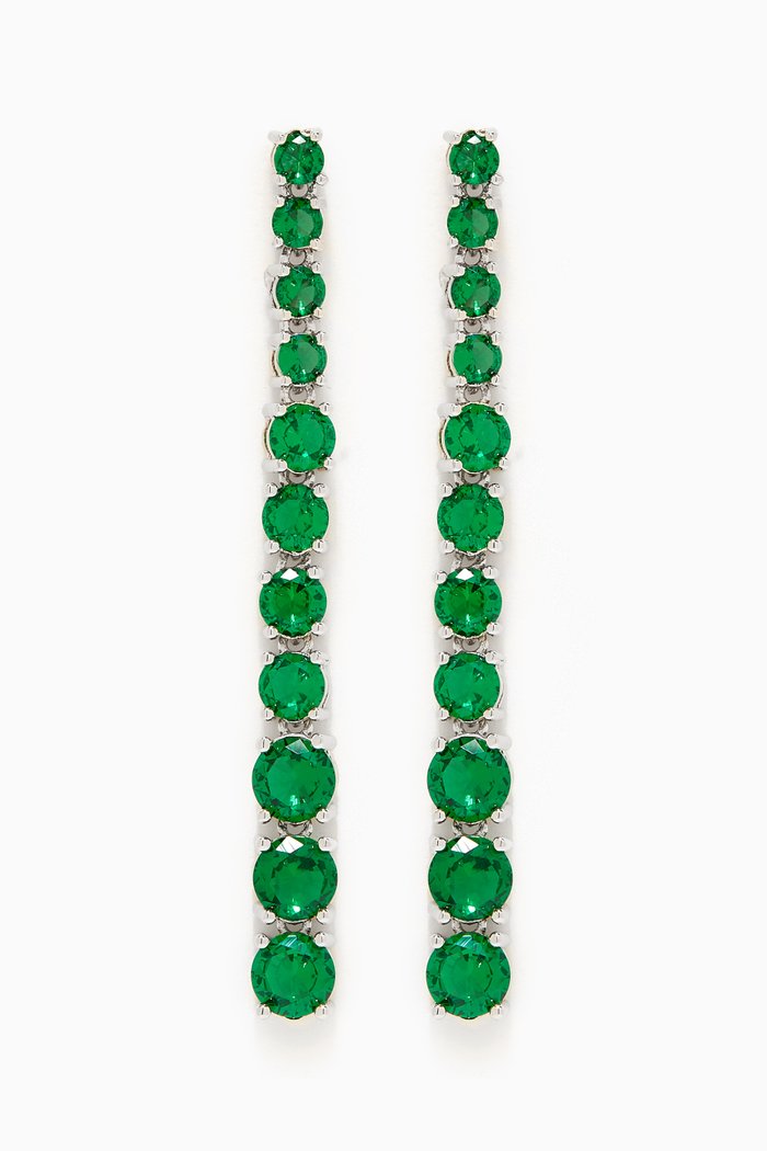 

Round Graduated CZ Drop Earrings, Green