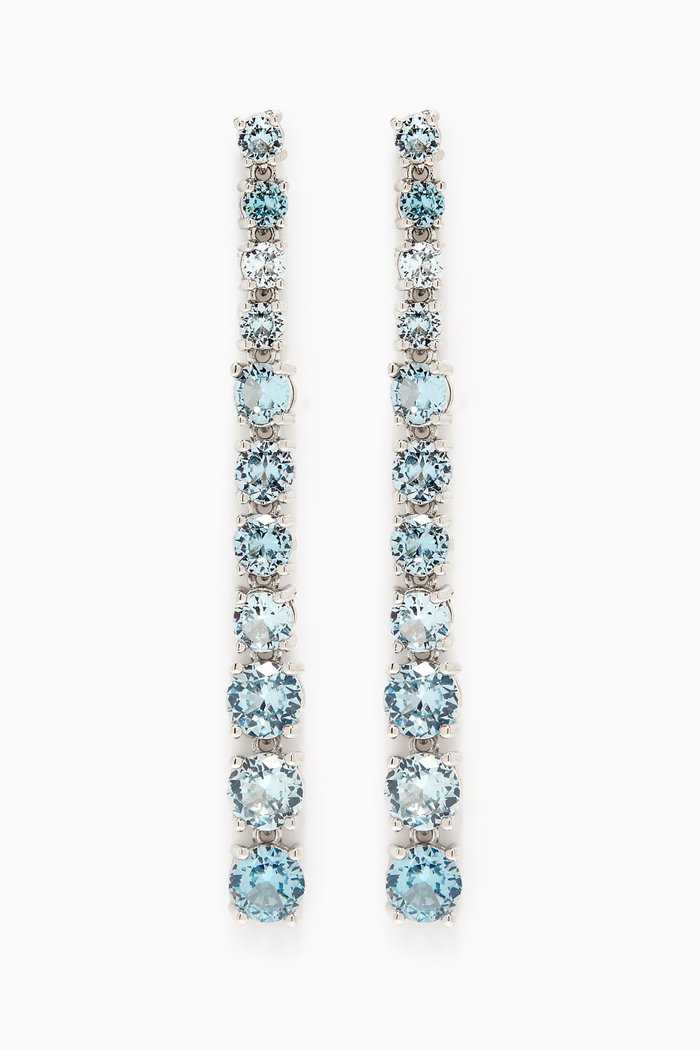 

Round Graduated CZ Drop Earrings, Blue