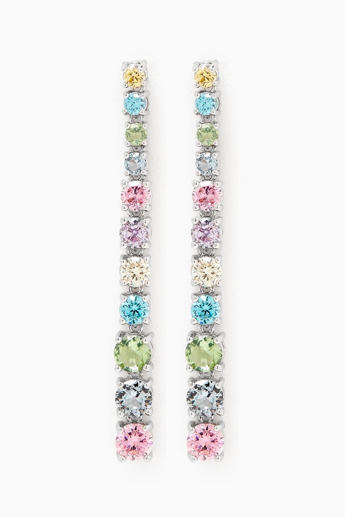 

Round Graduated CZ Drop Earrings, Multicolour