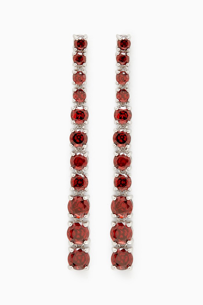 

Round Graduated CZ Drop Earrings, Red