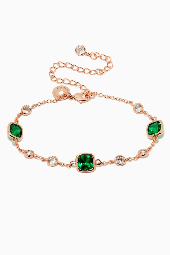 

Round Bezel CZ Yard Cushion Bracelet, Green