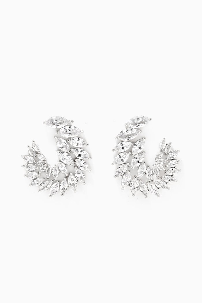 

Marquis Curved Earrings, Silver