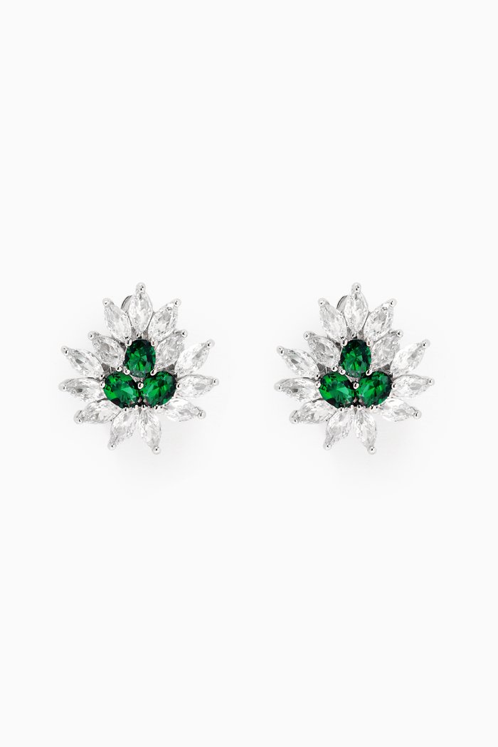

Marquis Cluster Stud Earrings, Green