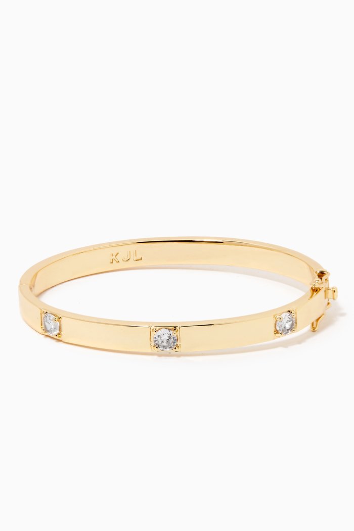 

Round CZ Station Bangle, Gold